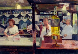 Maurice de Sausmarez, Whitelocks, c.1954-5, oil on canvas 89.1 x 119.8 cm, University of Leeds Art Collection  ©The Artist’s Estate