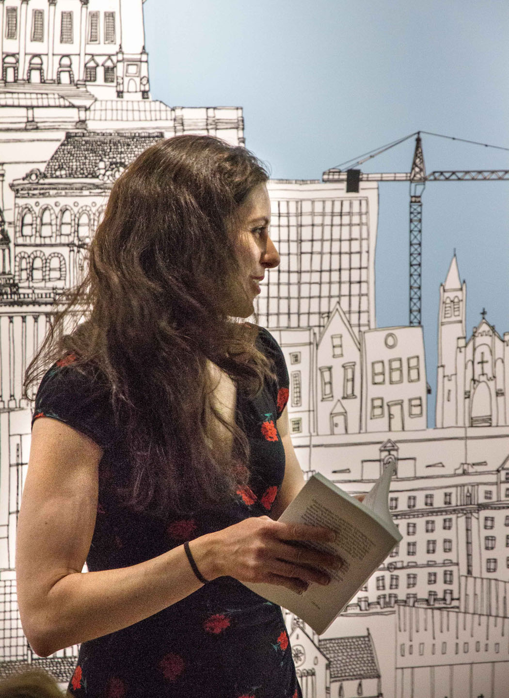 Cristina Archetti reading 'Distances' at the LS13 launch in June 2013. Photo by Steve Evans
