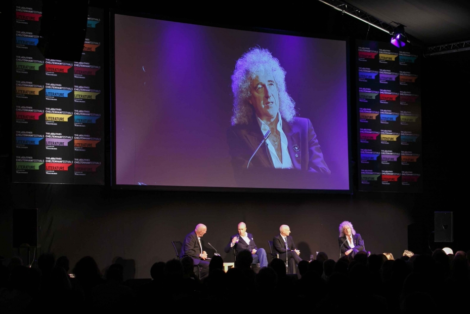 Brian May at the hugely popular Southern literature festival in Cheltenham.  Photo by mcphersonstevens.com.