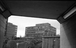 Leeds Polytechnic buildings from an underpass, 1970s ©Leeds Library and Information Service, courtesy of Stephen Howden